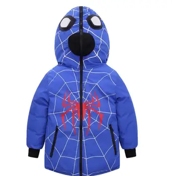 

Autumn Winter Children Cartoon Down Jacket Fashion Hooded Short Coat Spiderman Thin Girl Boy Down Coat And Jacket 110-140