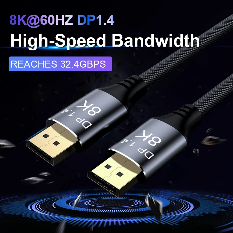 Порт дисплея 1 4 кабель 8K 4K HDR 60 Гц 144 адаптер портов порта для видео ПК ноутбука ТВ DP