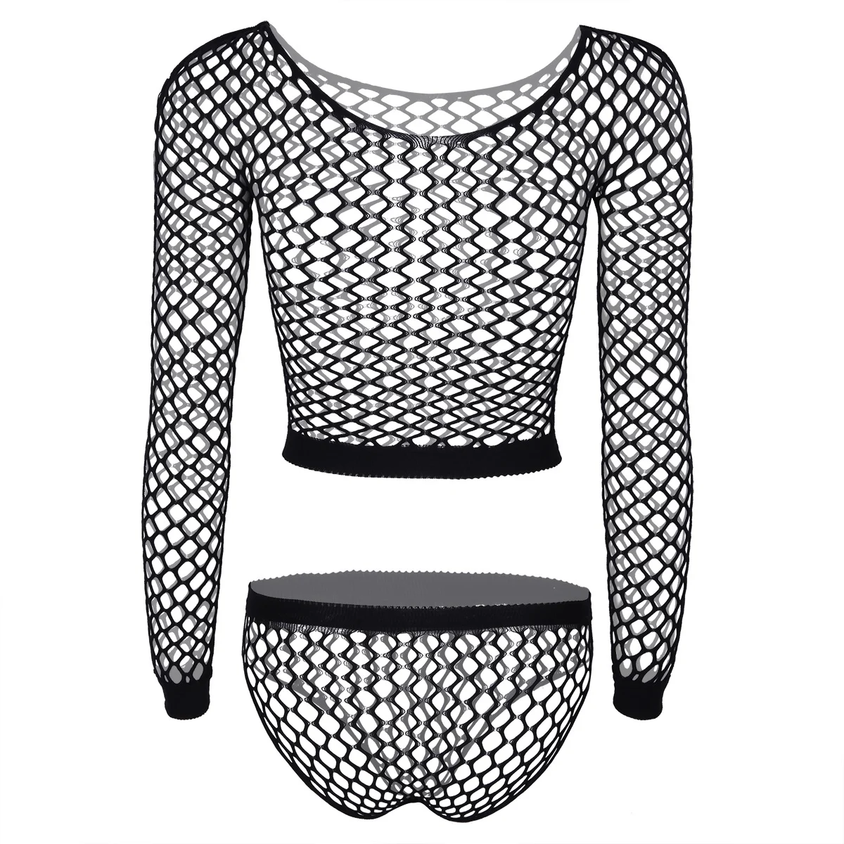 Women's Transparnt Lingerie Suit Hollow Out See Though Two Pieces Bikini Fishnet Sexy Lingerie Sets Top with Bottoms Underwear