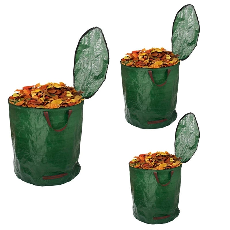 Garden Waste Bag With Lid Reusable Yard Leaf Bag For Home Gardening Lawn And Yard WasteTrash