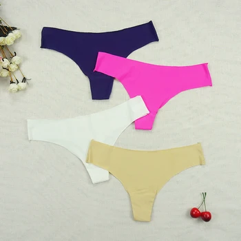 

3pcs/lots Seamless Thongs Sexy Ice Silk Panties String Woman Underwear Sports Panty Intimate Low-rise Underpants Tback