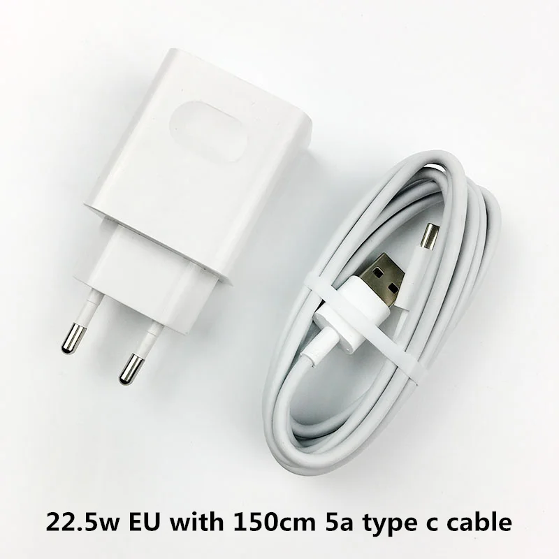 Адаптивное зарядное устройство huawei,, 22,5 Вт, ЕС, 5 В/4,5 А, быстрая зарядка, адаптер питания, 5А, usb type-c кабель для honor 10 mate 20 p10
