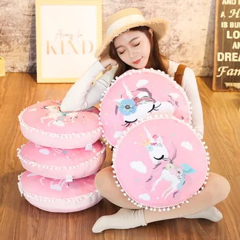 

Cute expression plush toy unicorn print pillow soft cute cute pony doll doll rag doll stretch cotton filled round cushion girl b