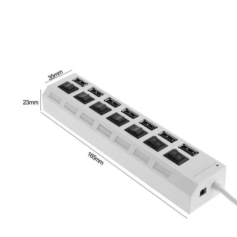 

7 Ports Hub USB 3.0 Adapter Splitter Socket High Speed with Switch fr Computer