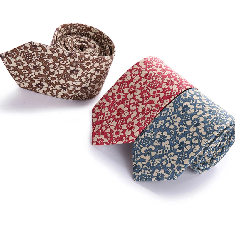 

2020 New Formal Luxury Cotton Ties For Men Classic Polyester Woven Red Floral Party Necktie Fashion Slim 6.5CM Wedding Tie