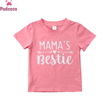 

Lovely Kids Children Toddler Tshirt Baby Girls Boys Short Sleeve Pink Letter MAMA'S Bestie T-shirt Tees Summer Tops 1-6T