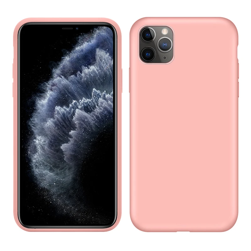 Мягкий жидкий силиконовый чехол для телефона iPhone 11 11Pro матовая тонкая задняя крышка полный защитный чехол для iPhone 11 Pro Max Funda - Цвет: Pink