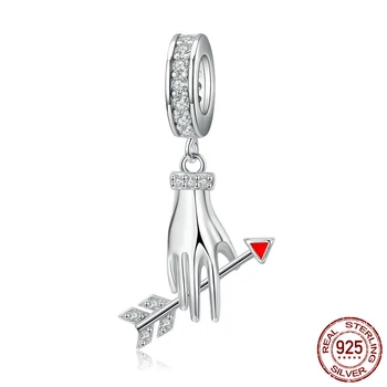 

Jewelry Silver 925 Sterling Hand with Love Arrow Pendant Charm for Original 925 Bracelet Female Jewelry Making