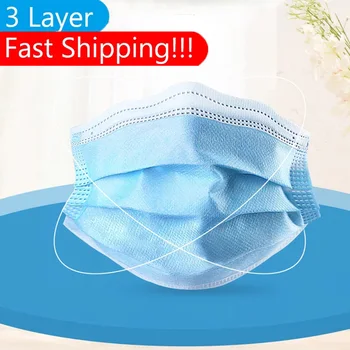 

Fashion 50Pcs Fast Delivery Disposable Face Mask 3 Layer Filter Meltblown Non-Wove Anti Dust Disposable Mouth Masks Breathable