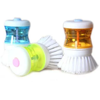 

Creative New Dish Pan Brush with Washing Up Liquid Soap Dispenser Hot Sale Kitchen Utensil Pot Clean Brush Random Color