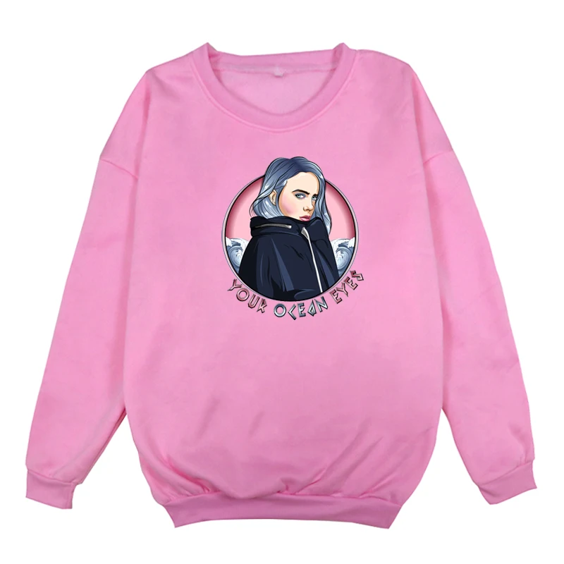 Забавная Толстовка Billie Eilish, Женская Толстовка Harajuku, розовая одежда, уличная одежда, толстовки в стиле хип-хоп, одежда для девочек, Moletom Masculino - Цвет: 24