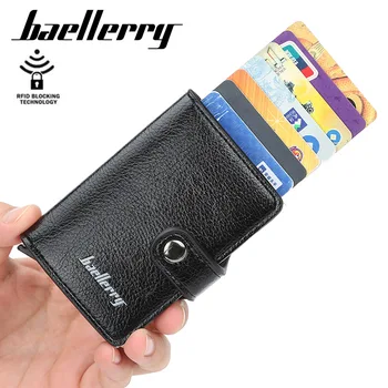 

2019 Antitheft Men Wallets Quality Credit Card Wallets Rfid Wallet PU Leather Male Purse Security Information Aluminum Purse