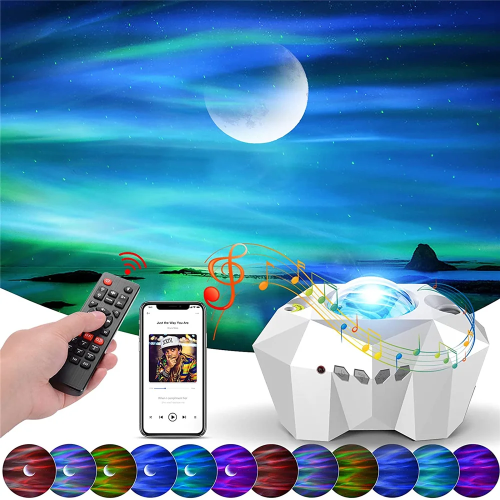 nursery night light Aurora Projector Star Projector Galaxy Night Light Northern Light Projection Rotate LED Lamp BT Music Speaker Bedroom Decor Gift unicorn night light Night Lights