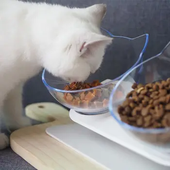

Adjustable Neck Care Pet Bowl Plastic Elevated Tilting Non-slip Double Cat Edible Water Feeder Snack Bowls Cat Supplies Dog Supp