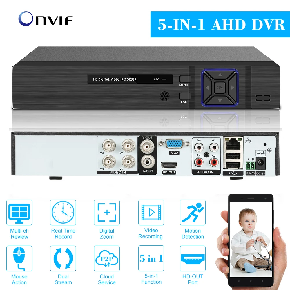 16CH 1080P полный высокой четкости Гибридный AHD/ONVIF IP/аналоговый/TVI/CVI/DVR CCTV цифровой видеорегистратор DVR P2P удаленный монитор телефона