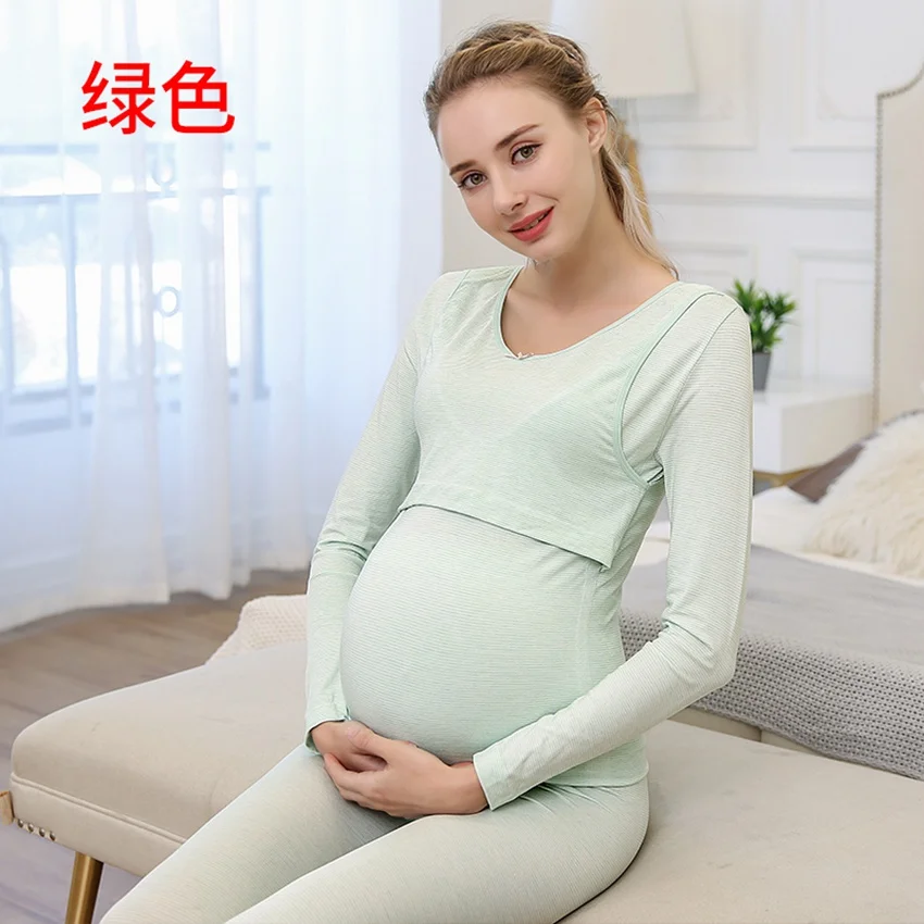 Костюм для беременных и кормящих женщин Одежда для беременных и кормящих - Цвет: Зеленый