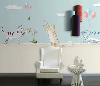 

CJSIR Custom Nordic Cartoon Balloon Cat Mural Wallpaper Children's Living Room Restaurant Backdrop 3D Wall Painting Frescoes