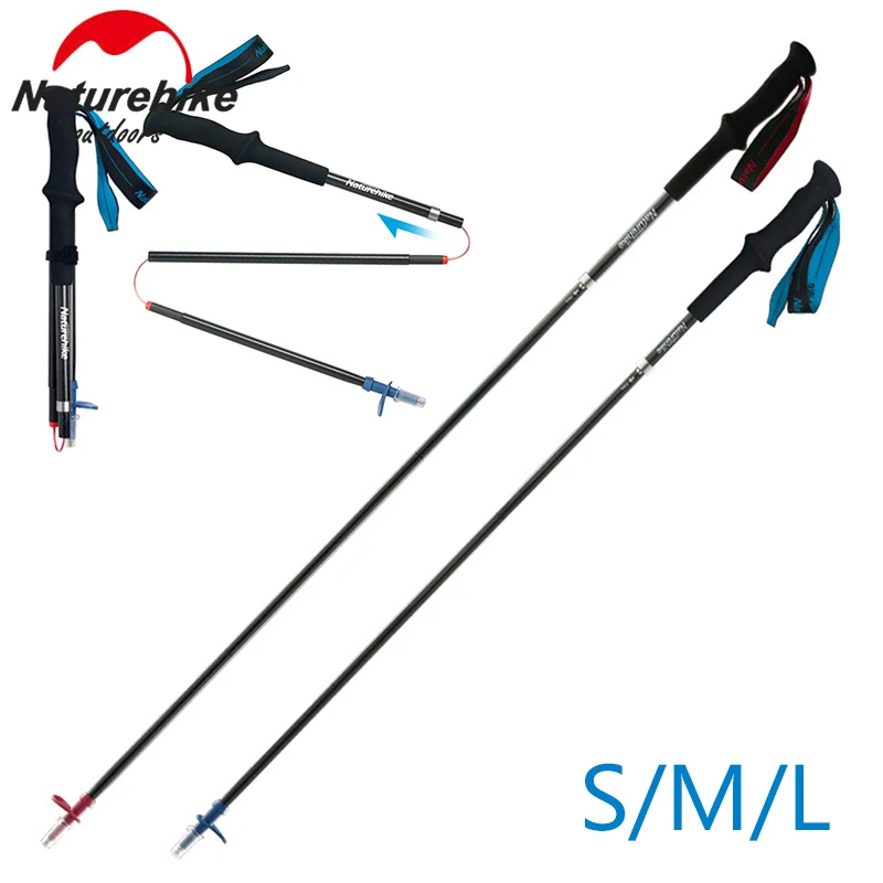 

1 pcs Folding Trekking Walking Hiking Stick high strength Carbon fiber Adjustable Anti-Shock Ultralight Pole