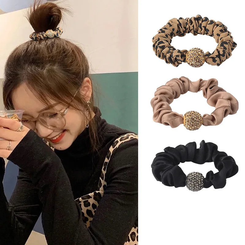 

Ruoshui 4pcs/set Woman Crystal Hair Ties Sets Girls Scrunchies Hair Accessories Rubber Band Headwear Ornaments Ponytail Holders