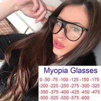 Finished Optical Myopia Glasses For Women -1 -2 -6 Retro Anti Blue Light Glasses Black Transparent Computer Eyeglasses Flat Top 1