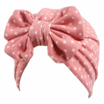 

Baby Girls Knitted Polka Dot Floral Print Turban Hat Bowknot Beanie Cap Elastic D08C