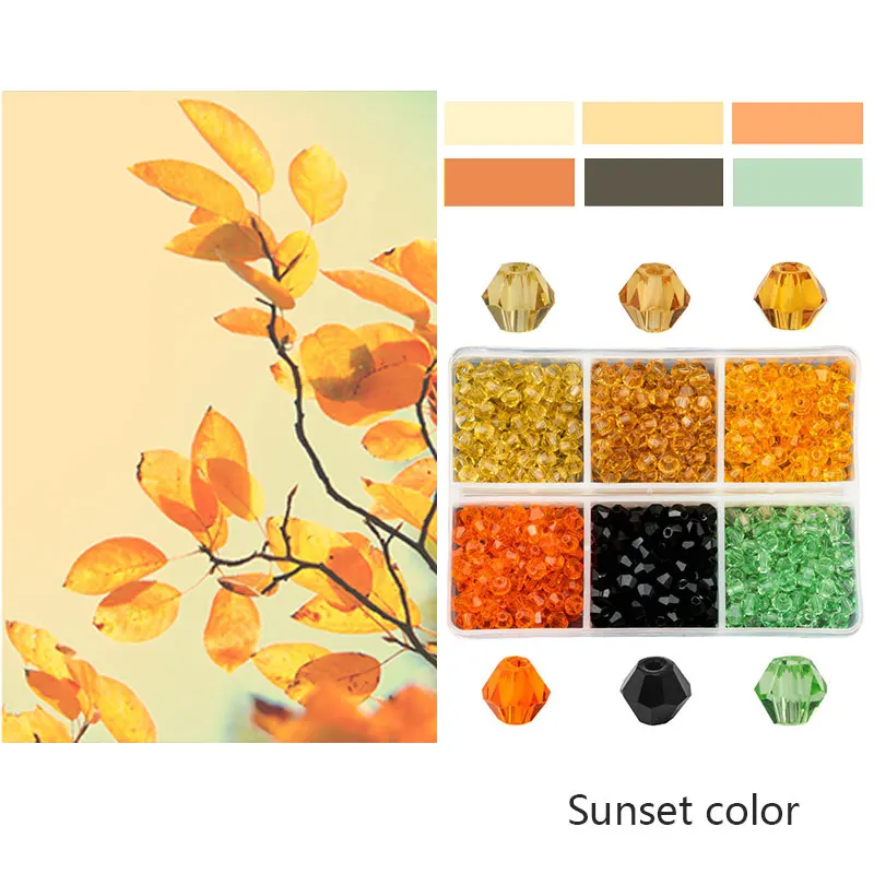 Sunset color 600 шт 4 мм стеклянные двухконусные бусины кристаллические граненые бусины Австрия 5238 бисер вышивка для изготовления ювелирных изделий лучшие продажи цветов - Цвет: Sunset color