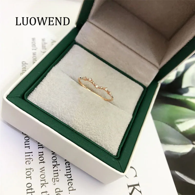 LUOWEND 18K розовое золото (AU750) Женское Обручальное кольцо из сертифицированного