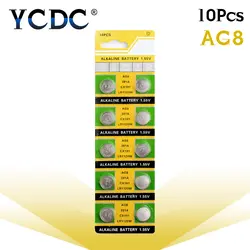 YCDC 10 шт. 1,55 в AG8 LR1120 391 SR1120 кнопочные батареи 191 LR55 LR1120W CX191 щелочная батарея для монет для часов