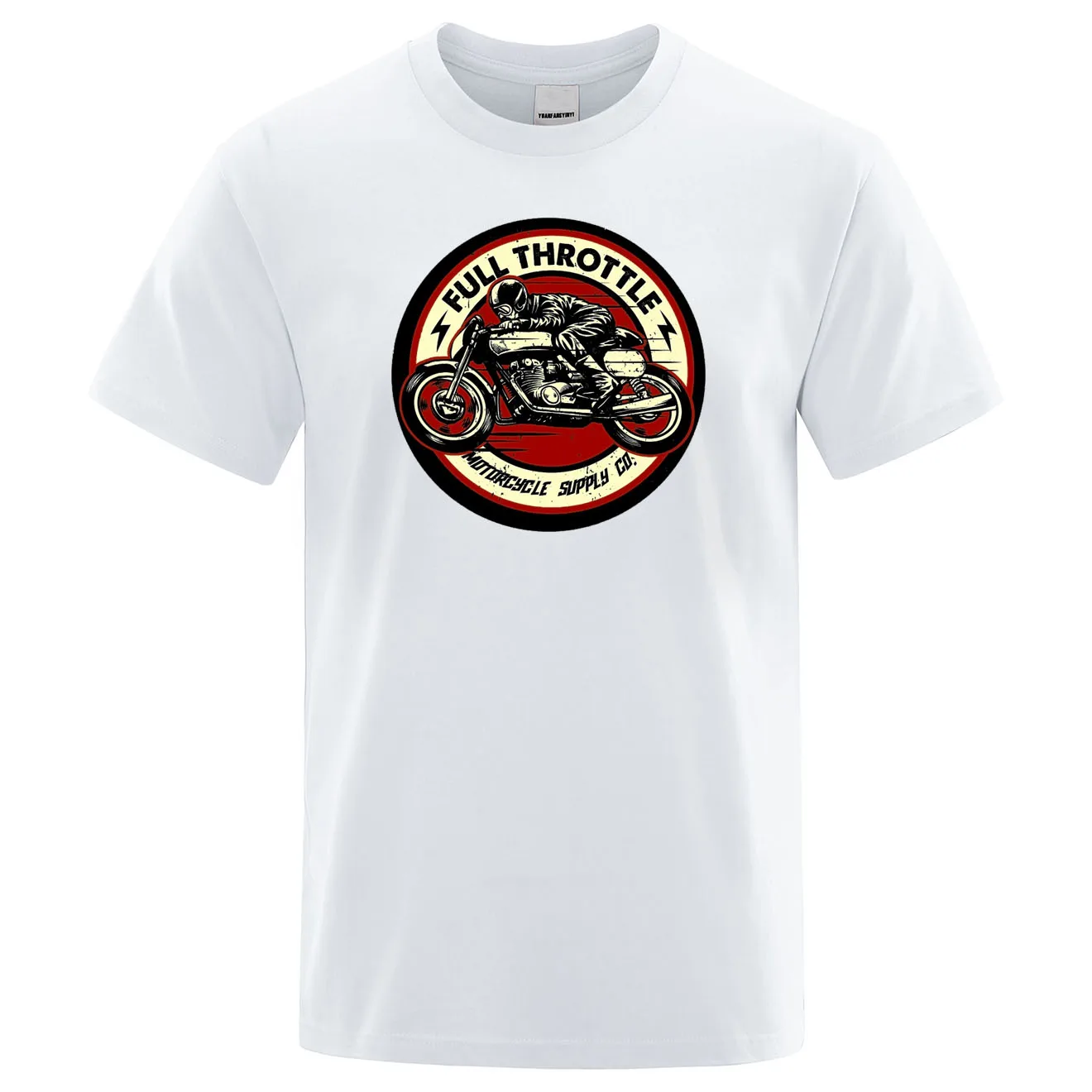 Полный дроссель Cafe Racer Байкерский стиль с мотивами рокабилли футболки летняя хлопчатобумажная футболка Повседневное брендовая уличная Harajuku модные футболки - Цвет: white 6