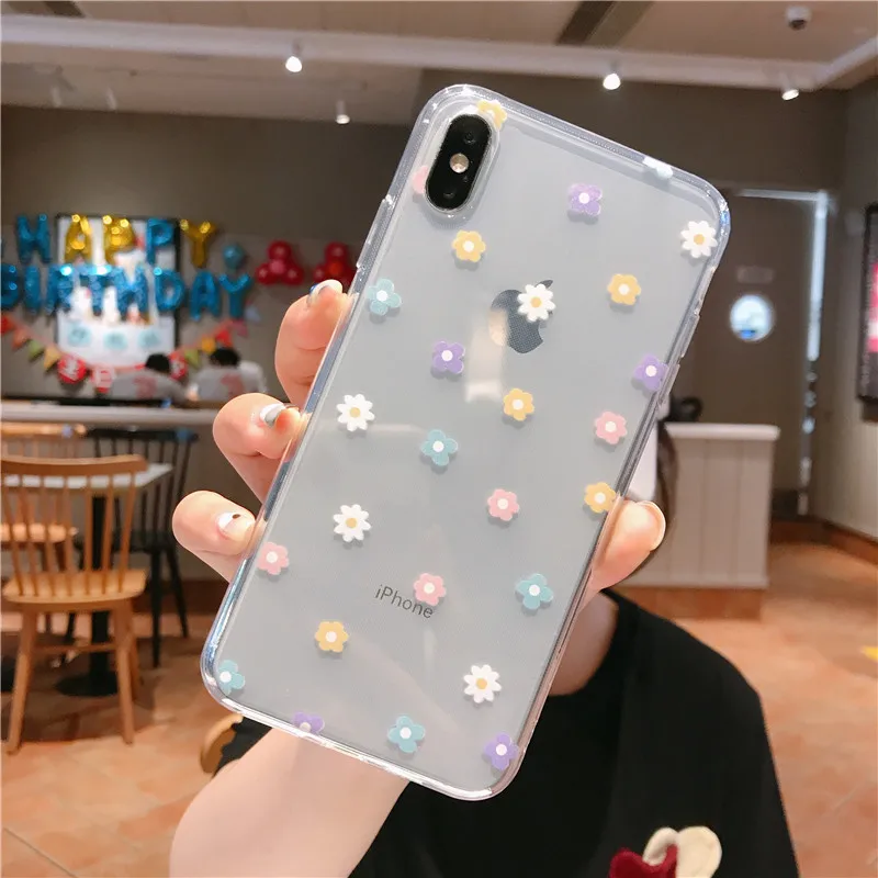 Ottwn для iPhone 11 Pro Max Love Heart Flowers чехол для телефона прозрачный для iPhone XS Max X XR 6 6s 7 8 Plus Модный мягкий чехол-накладка из ТПУ