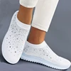 Zapatillas de deporte blancas para mujer, zapatos planos de moda de cristal, ostentosos, informales, antideslizantes, vulcanizados, de verano ► Foto 1/6