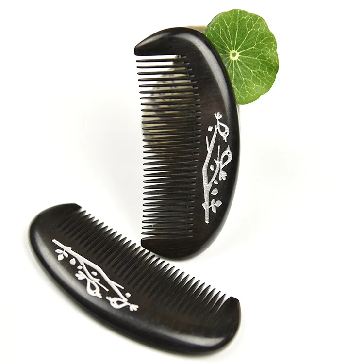 

Top Grade Boutique Ebony Comb Fine Tooth Massage Anti-static Whole Wooden Comb Carving Gold Foil Small Comb High Quality