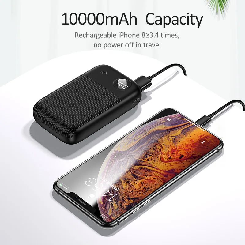 USAMS power Bank 10000 мАч светодиодный цифровой двойной USB 2.1A Быстрая Зарядка power bank портативный внешний аккумулятор для iPhone samsung Xiaomi