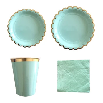 

40pcs/set Disposable Tableware Set Gilding Paper Cup Plate Napkin Supplies for Kid Birthday Decor Baby Shower Wedding Supplies