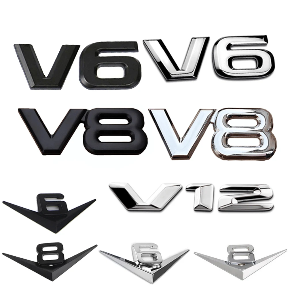1個3d金属車の装飾デカールメタル自己粘着v6 V8 V12truck車のバッジエンブレムステッカーのための Car Stickers Aliexpress