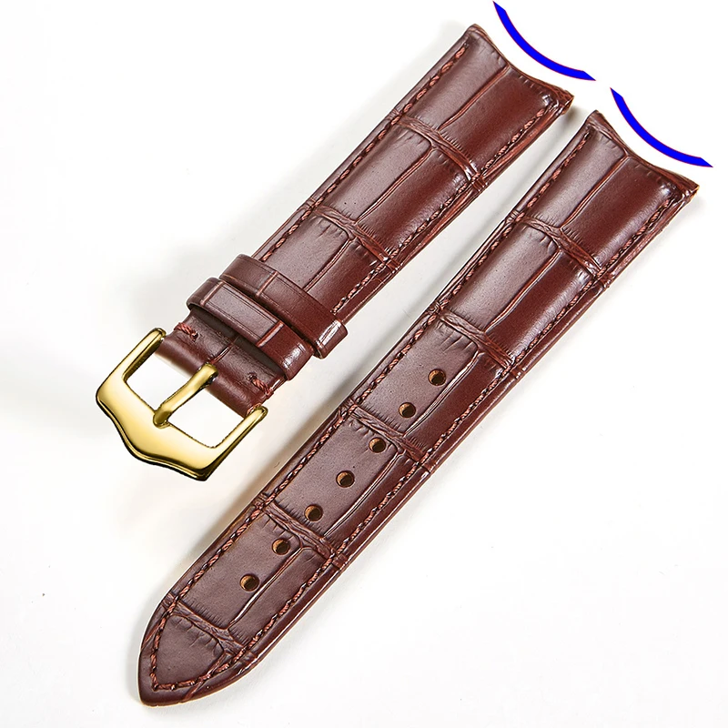 

High-grade Watchband 18mm Genuine Leather Straps for Watch 20mm 22mm Curved Slub Pattern Watch Bracelet Belt 20mm Metal Buckle