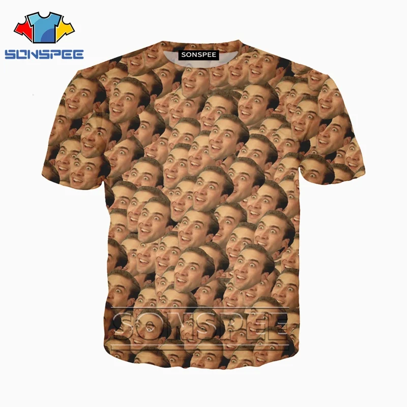 Футболка с 3d принтом Аниме Мужская и женская модная футболка Nicolas Cage Crazy Funny Stare kid Harajuku, футболки, Забавные футболки homme, футболка A64 - Цвет: 18