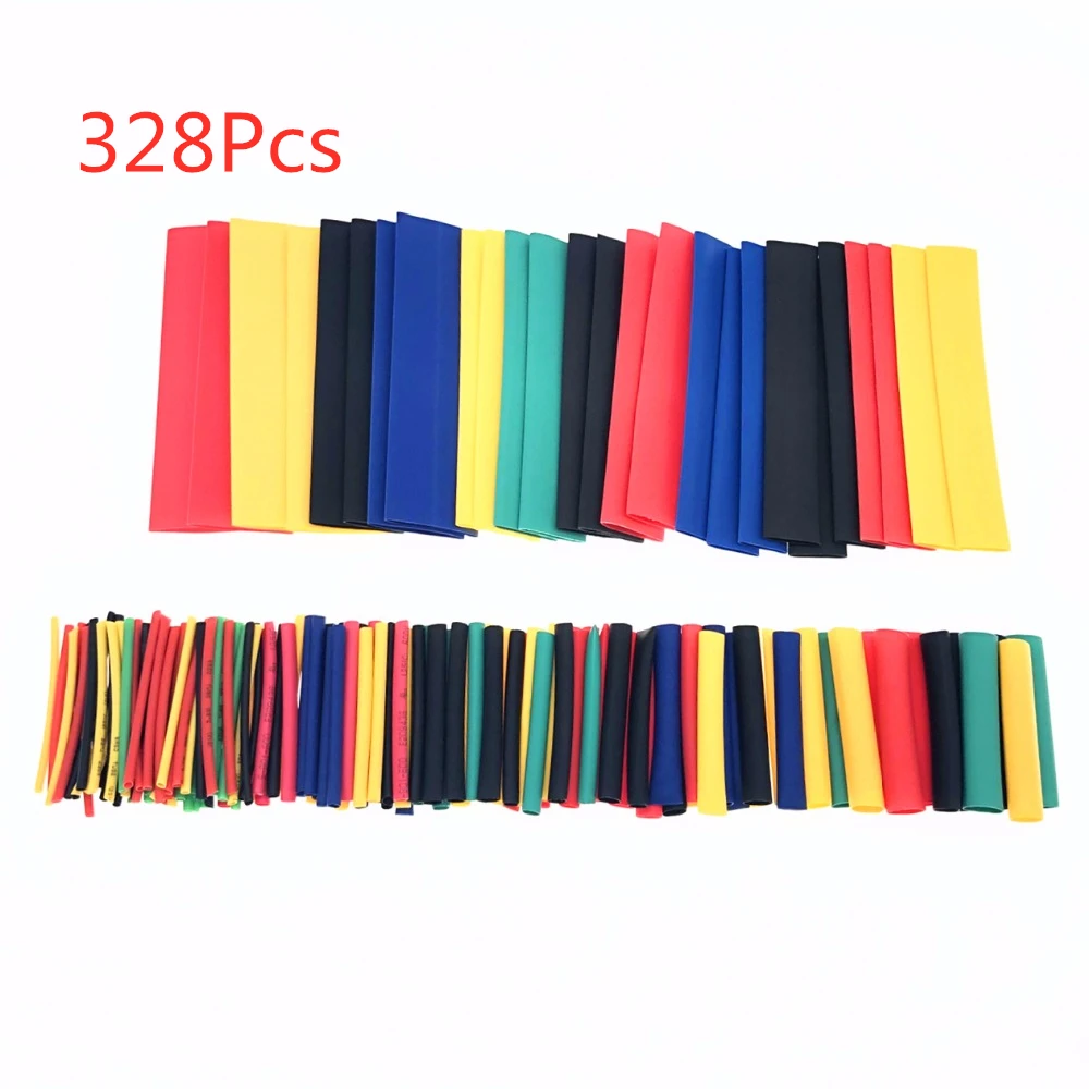 328Pcs 70-530 шт Ассорти Полиолефиновый термоусадочный трубчатый кабель рукав обёрточная проволока набор Изолированная усадочная трубка - Цвет: 328Pcs