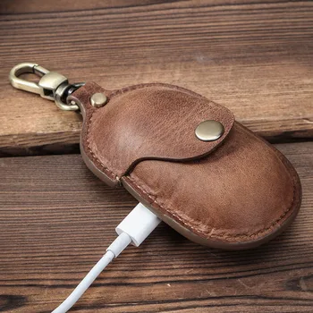 

Protective Cover Shockproof Anti Lost Gift With Hook Retro Earphone Case Wear Resistant PU Leather for Samsung Buds