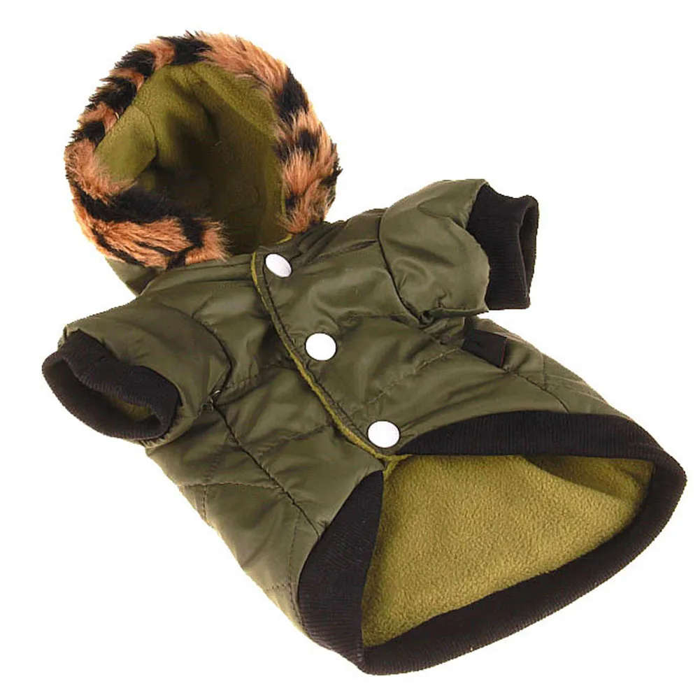 Clothes Jacket Thicken Hoodies Outwear Coat Leopard Print Pet Dog Pocket Puppy Warm Autumn Winter
