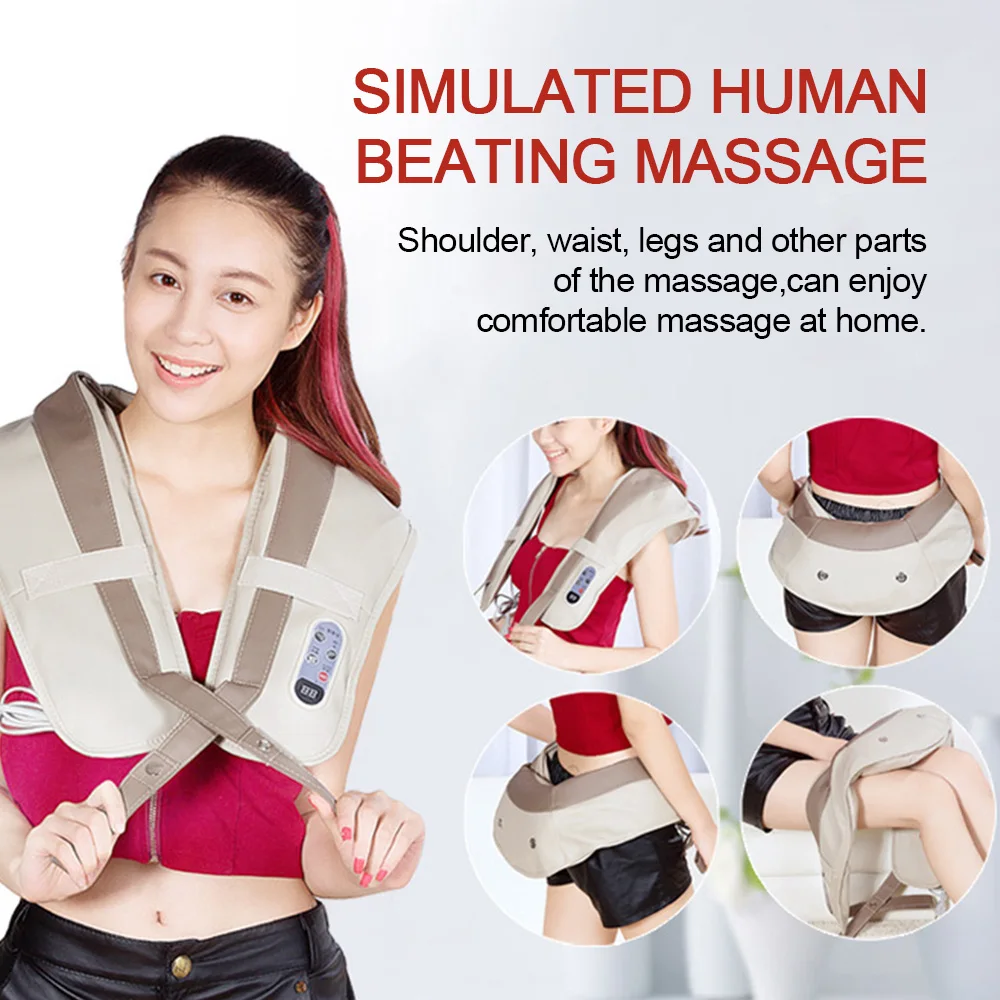 U Shape Heat Kneading Infrared  Back Shoulder Neck Massager Electrical Shiatsu Knocks Cervical Massage Shawls Pain Relief Device