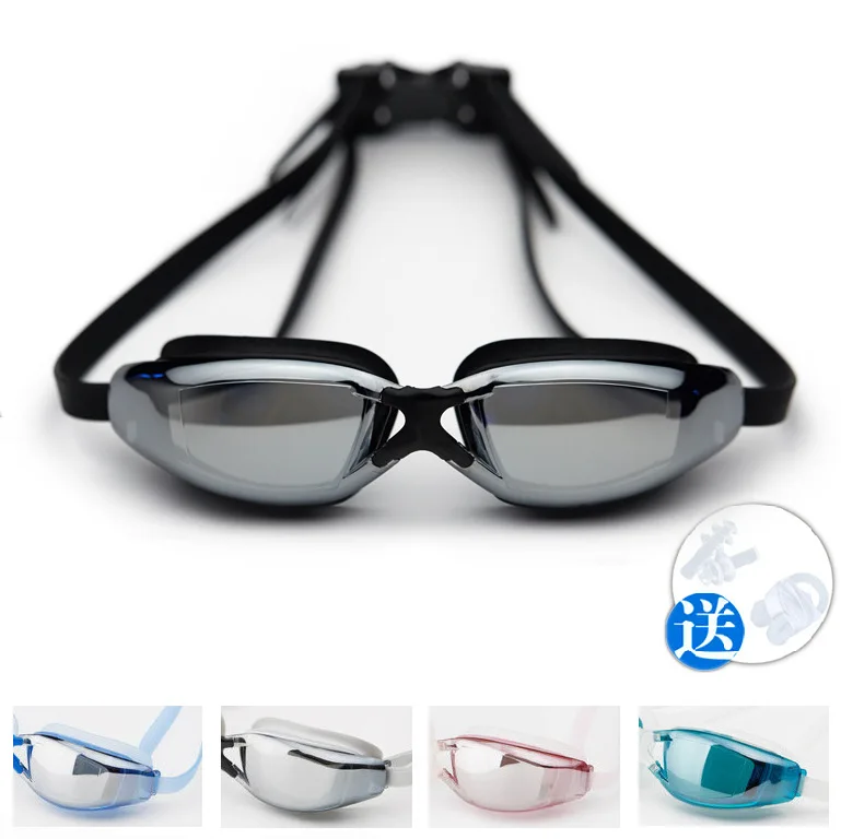 

Waterproof Anti-fog High-definition Goggles Men's Women's Big Box Electroplated Racing Swimming Glasses Myopia Plain Glass Alcoh