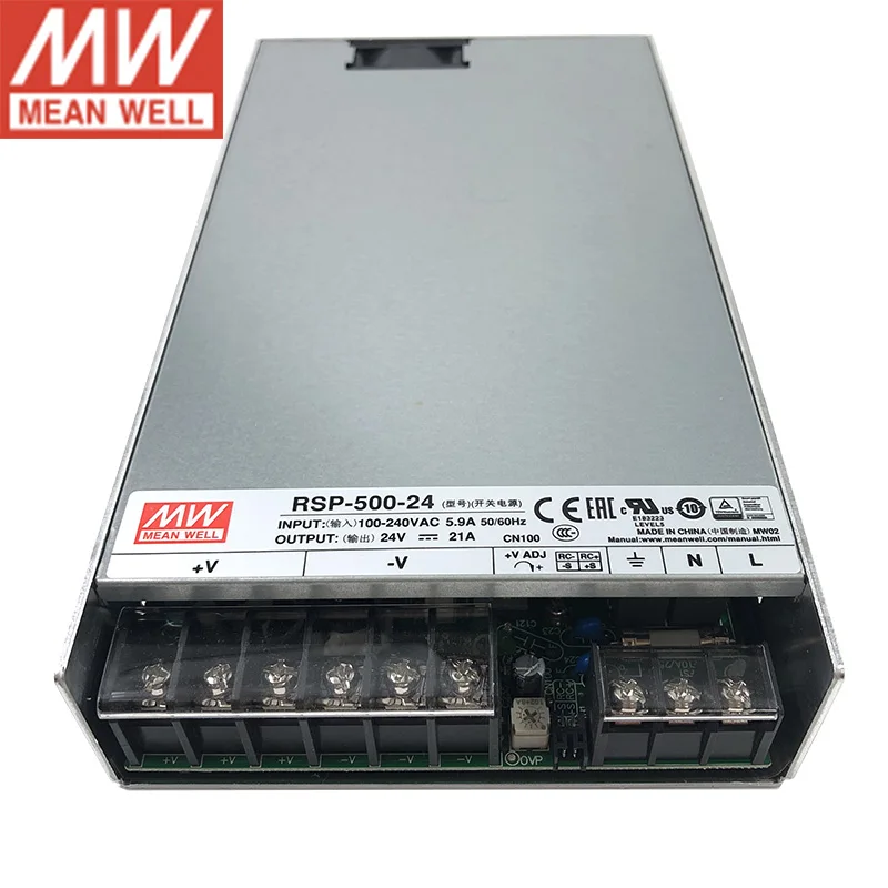 Бренд MEAN WELL представляет RSP-500 импульсный источник питания 3,3 V 5V 12V 15V 24V 27V 48V DC 500 ватт Meanwell трансформатор pfc LED дисплей Электропитание