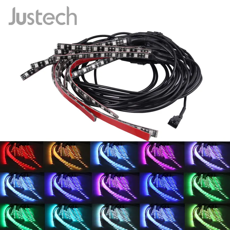 12 шт. 5050 SMD Светодиодная лента Justech для Harley Hodna Golf многоцветная RGB автомобильная