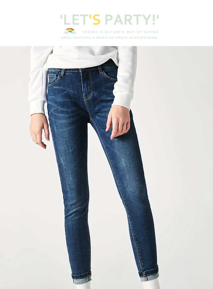 Женские джинсы SEMIR, новинка, зимняя Корейская версия, тонкие укороченные штаны, тонкие Стрейчевые женские штаны, хлопковые джинсы