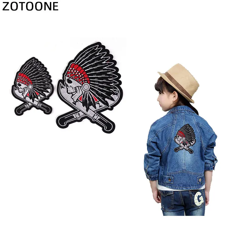 ZOTOONE Skull Patch Iron on Sew Applique Badge Motorcycle Cheap Biker Embroidered Patches for Clothes Sticker H | Дом и сад