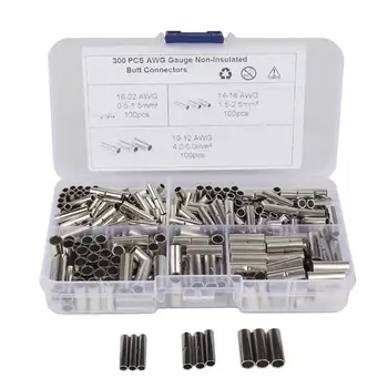 

New 1 Set Splice Non Insulated Crimping Rolled Electrical Wire Tube DIY Butt Connectors Kit Bare Seamless Copper Tinned Sleeve