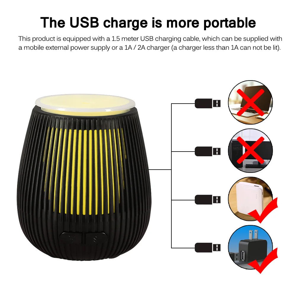 DEKAXI черный резьба по дереву USB увлажнитель воздуха Эфирное масло Арома диффузор Электрический тумана теплый ночник для дома спальни