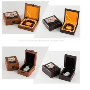 

Wooden Jewelry Box Holder for Necklace Earrings Ring - Wood Vintage Square Shaped Storage Organizer Case