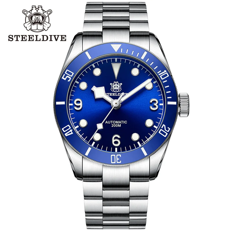 STEELDIVE 1958 Diver Watch Mens Automatic Self-Wind Mechanical NH35 316L Sapphire BGW9 Luminous Water Resistant | Наручные часы
